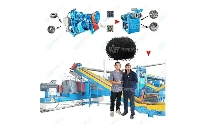 tire crushing line producing 5-40 mesh rubber powder